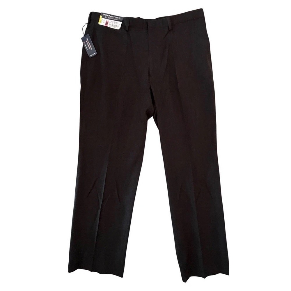NWT Roundtree & Yorke Mens Dress Pants 40x30 Charcoal Gray Wrinkle Resistant - Picture 1 of 7